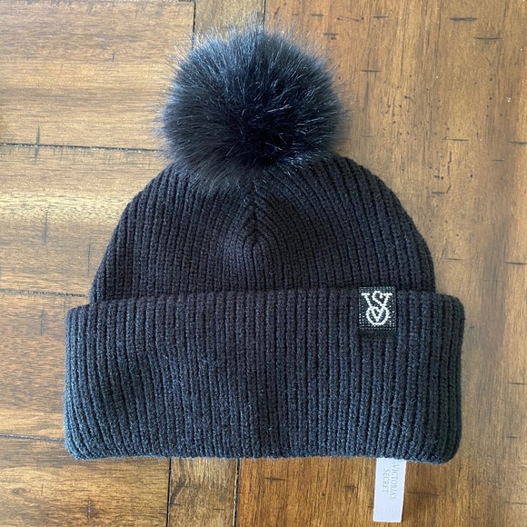 Victoria’s Secret black beanie hat - Picture 1 of 4